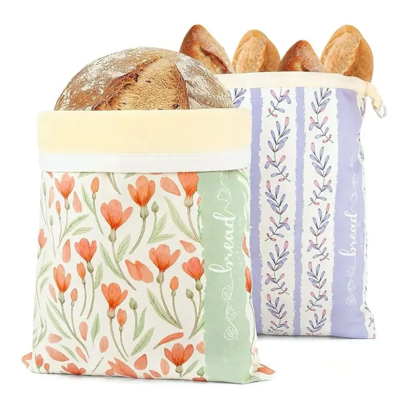 WORTHOWN-Reusable Beeswax Sourdough Bread Bags For Homemade Bread, 2 Packs XL Reusable Organic Beeswax Linen Cotton