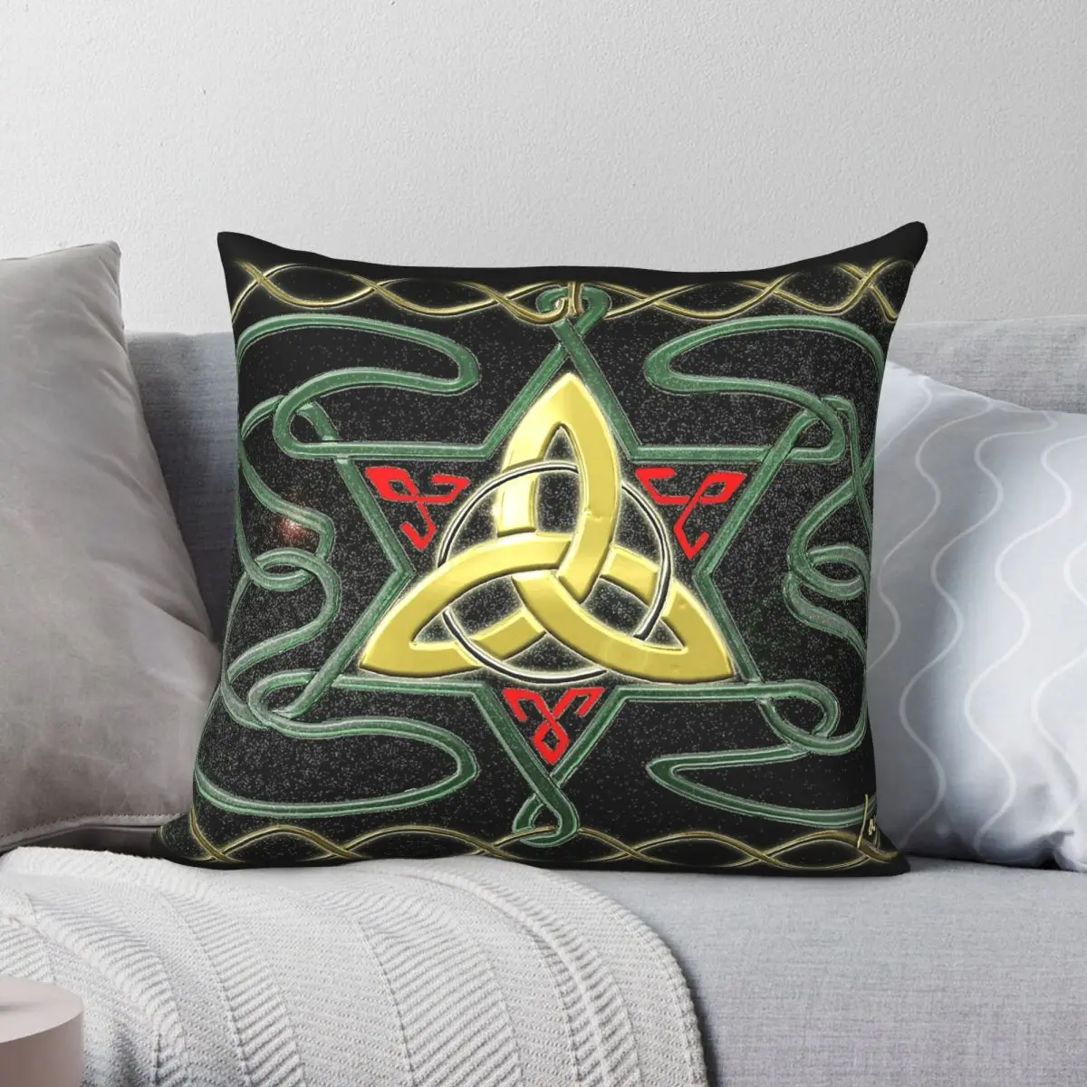 Islamic Celtic Knot Square Pillowcase Polyester Linen Velvet Printed Zip Decor Pillow Case Car Cushion Cover
