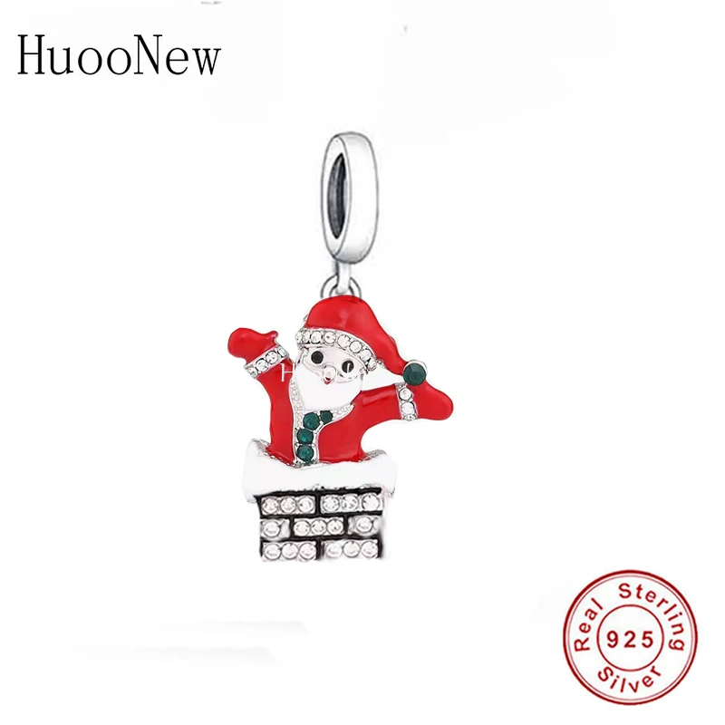 

Fit Original Brand Charm Bracelet Authentic 925 Sterling Silver Santa Claus Chimney Bead For Making Women Christmas Berloque