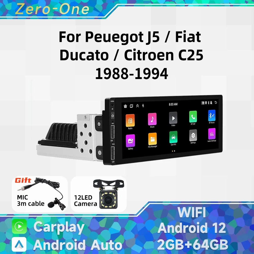 

1 Din Radio Android Car Multimedia for Peugeot J5 Fiat Ducato Citroen C25 1988-1994 6.9" Stereo Head Unit Carplay Autoradio GPS