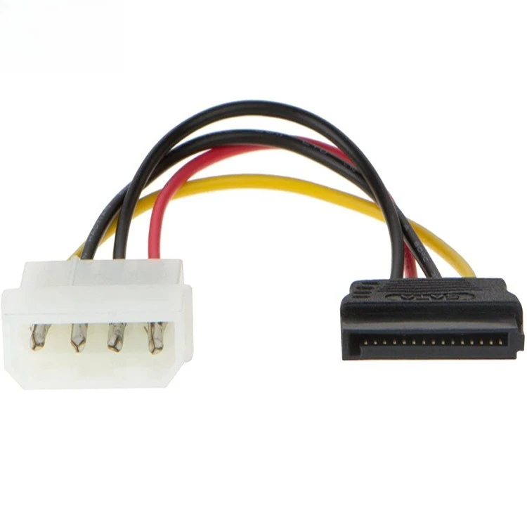 파워 4P 암 HSG 수 터미널 - SATA 15P 암 20AWG 와이어 시리얼 광 드라이브 연장 케이블 길이 선택 가능 0.1M 0.2M