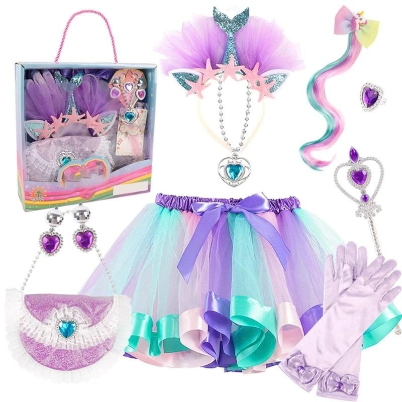 プリンセス コスチューム ドレス 女の子用 誕生日 クリスマス ハロウィン パーティー 手袋、ハンドバッグ、アクセサリー付き ギフトアイデア 15UB