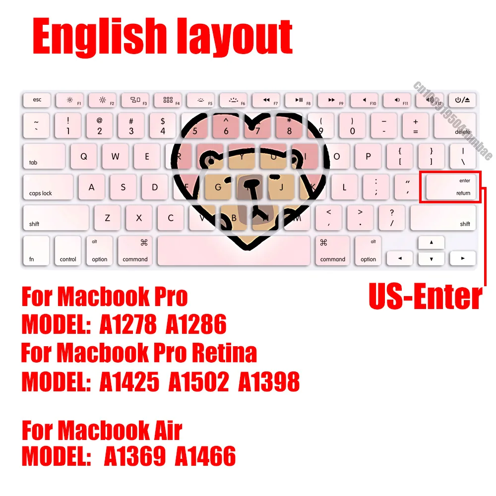 Capybara US Layout Soft Silicone Keyboard Cover for Macbook pro A1278  A1286 Retina A1425  A1502  A1398 Air A1369  A1466