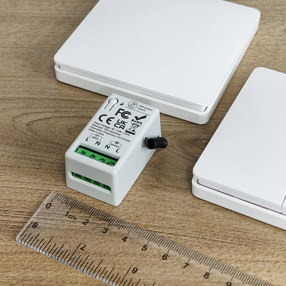 433 MHz kabelloser Lichtschalter, 110 V, 220 V, 230 V, selbsterzeugender kabelloser Schalter, keine Batterie erforderlich, selbstbetriebene, wasserdichte Fernbedienung – Detail 4