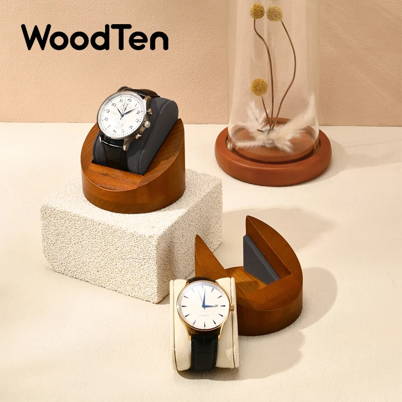 

WoodTen Подставка для одиночных часов с подушкой Деревянная стойка для наручных часов Стенты для хранения часов Органайзер для ювелирных изделий Опора для дисплея часов