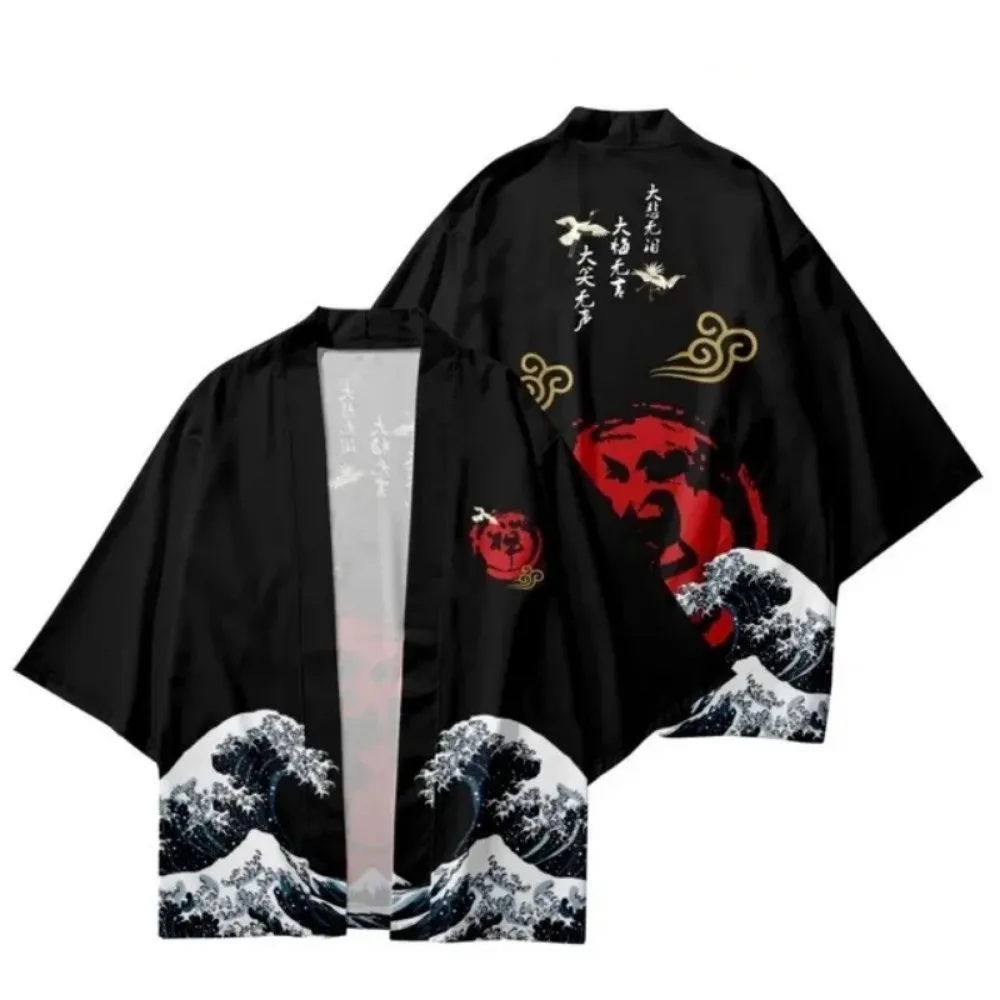 Kostum Samurai cetak 3D Kimono Haori Wanita Pria Jepang Anime jalanan Asia pakaian kardigan Cosplay Yukata