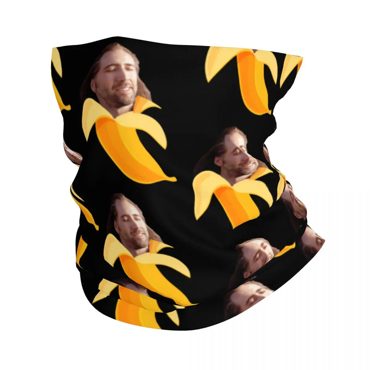 Nicolas Cage In A Banana Bandana Neck Gaiter Printed Actor Wrap Scarf Warm Balaclava Running Unisex Adult Winter