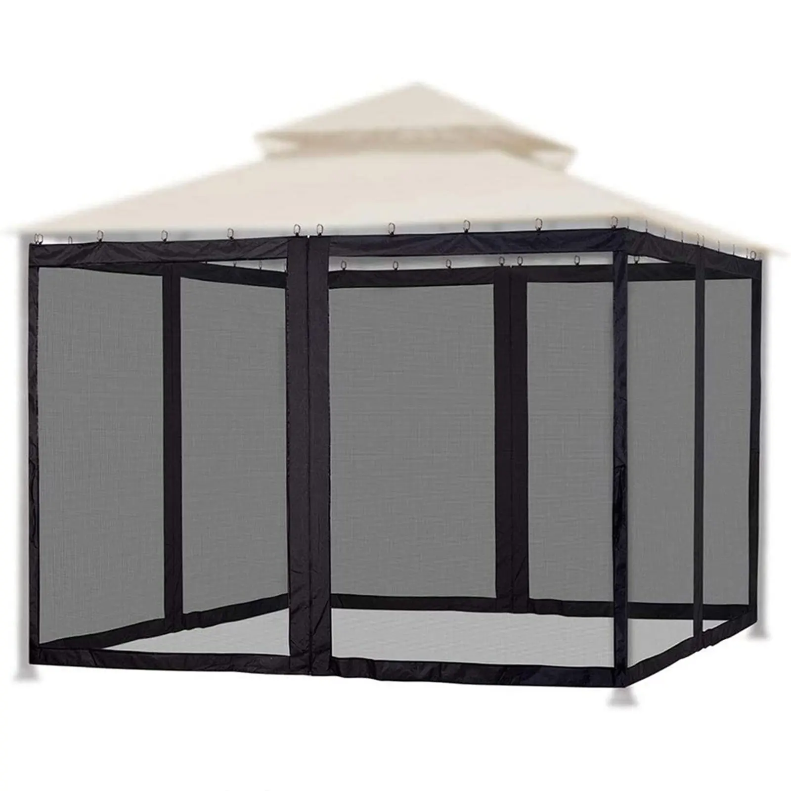 Tent Net Replacement 4 Corner for Terrace Garden Courtyard Pavilion 4 Open Detachable Sliding with 48 Hooks Fixed Strap