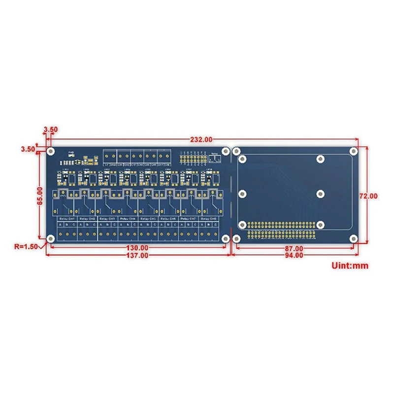 1 Uds. Placa de extensión de relé de 8 canales PCB para Raspberry Pi 5/4B con aislamiento de optoacoplador para Raspberry Pi 5 4B 3B + 3B Zero 2W