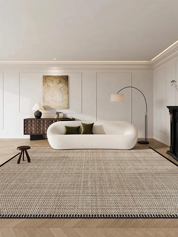

Beige Black Living Room Carpets Artistic Plaid Carpet Modern Luxurious Decorative Rug Comfortable Easy Care Bedroom Rugs Tapete
