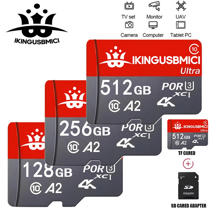 512GB Micro SD Card Large Capacity Smart Device Data Storage SDXC Flash Memory A1 U3 4K High-Speed for Smartphone Tablet PC - Ex