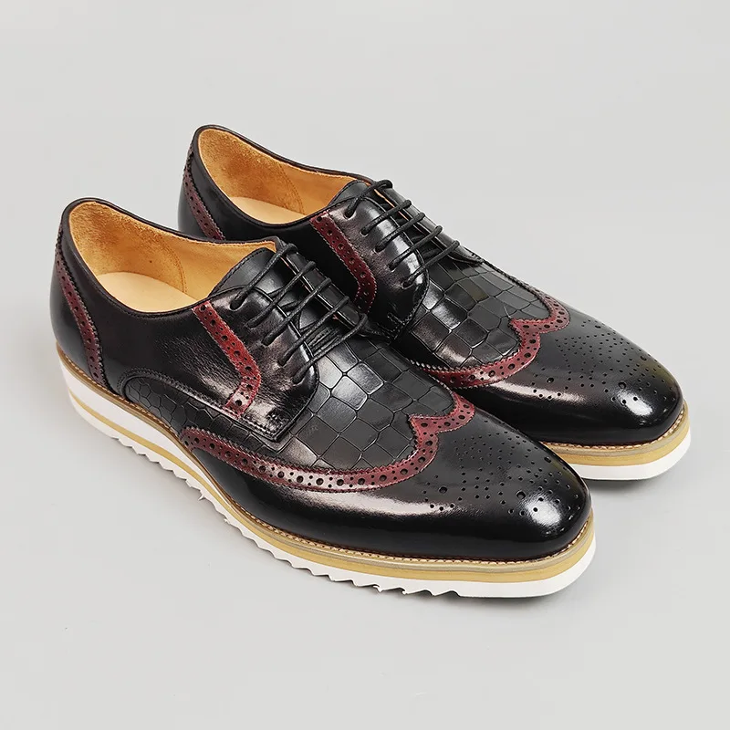 Genuine Brogue Leather Men Shoes High Grade Fashion Formal Office Oxford Male Footwear Pure Handmade Social Party Dress Man Shoe