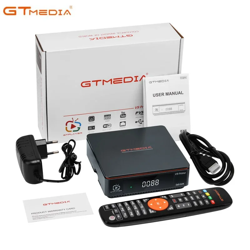 GTMEDIA V9 Prime Set TV Box 1080P HD Satellite Receiver FTA Support DVB-S/S2/S2X Decoder H.265 Bulit-in 2.4G WiFi CA Card