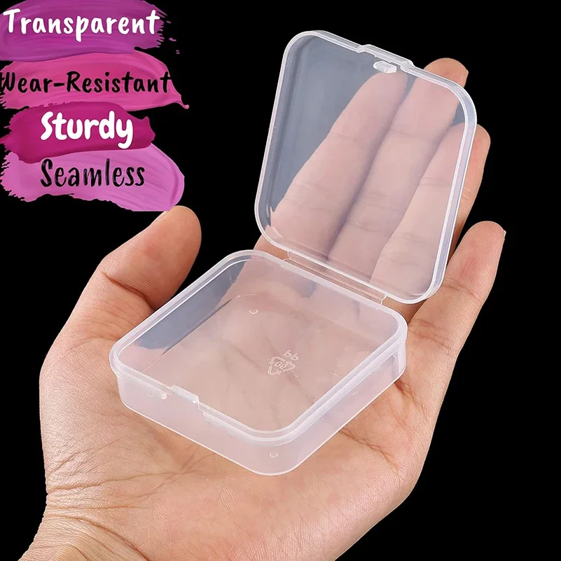 Mini Square Storage Box Transparent Plastic Box Portable Earring Jewelry Packaging Storage Small Box Container Jewelry Organizer