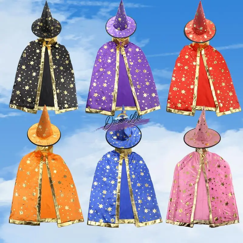 أزياء الهالوين للأطفال للأولاد والبنات رداء أداء للبالغين زي ساحر ساحرة ملابس أداء صينية تقليدية...