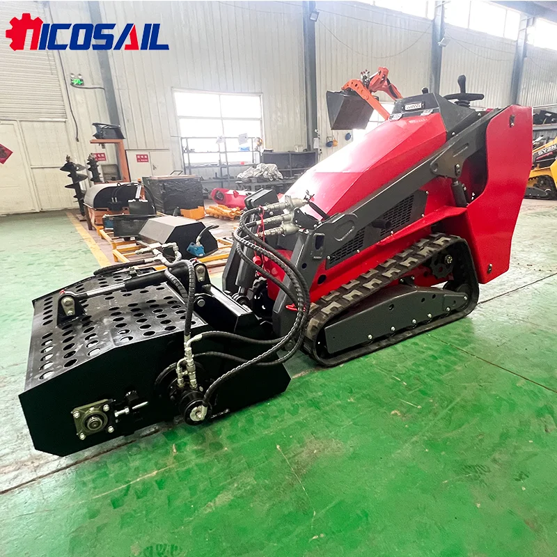 شحن مجاني 1 طن محمل صغير محرك كوبوتا جرافة انزلاقية صغيرة جرافة انزلاقية مجنزرة مع التحكم التجريبي #3