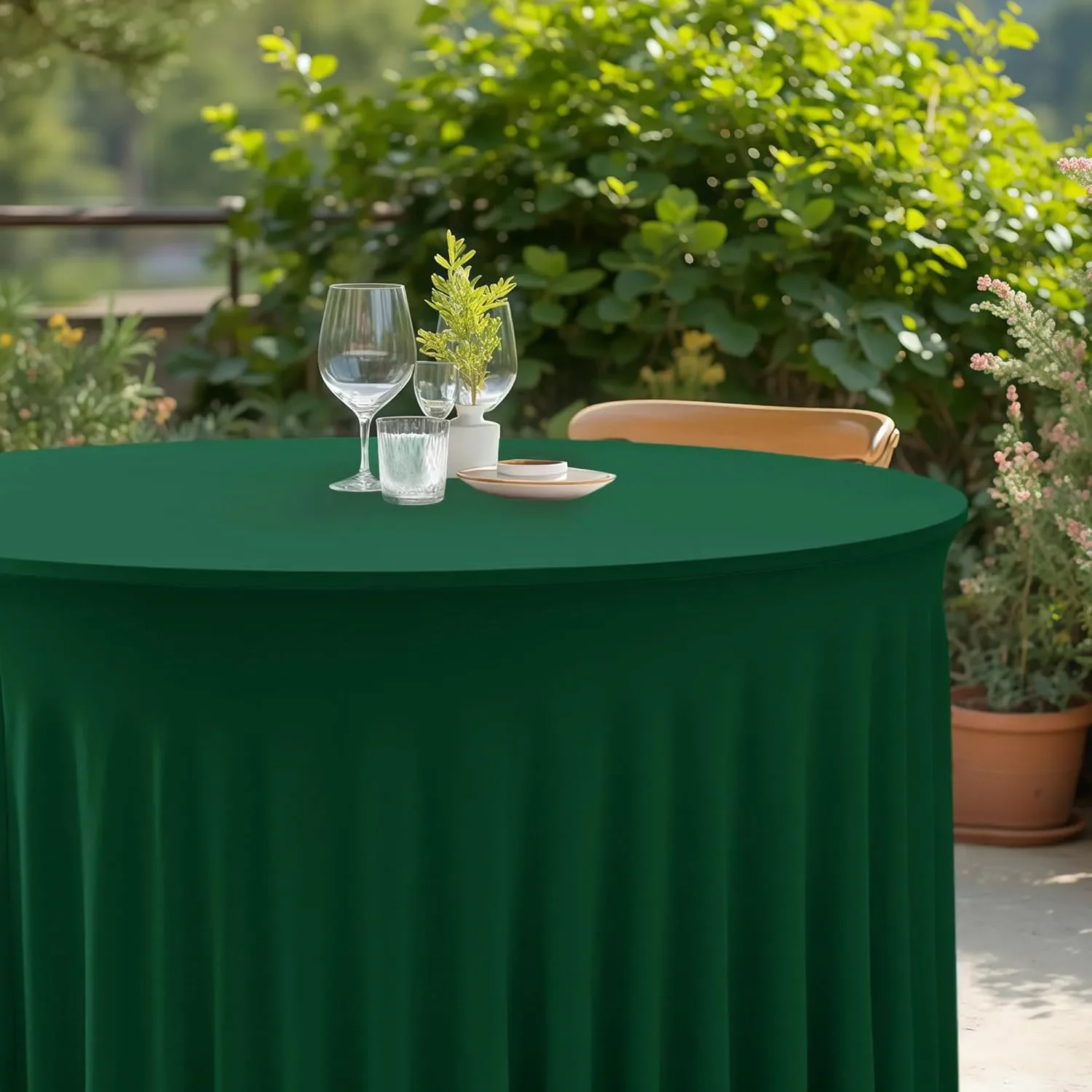 4/5Ft Round Spandex Tablecloth,Wrinkle Free Stretchy Fitted with Skirt for Wedding Birthday Graduation Party Banquet Baby shower