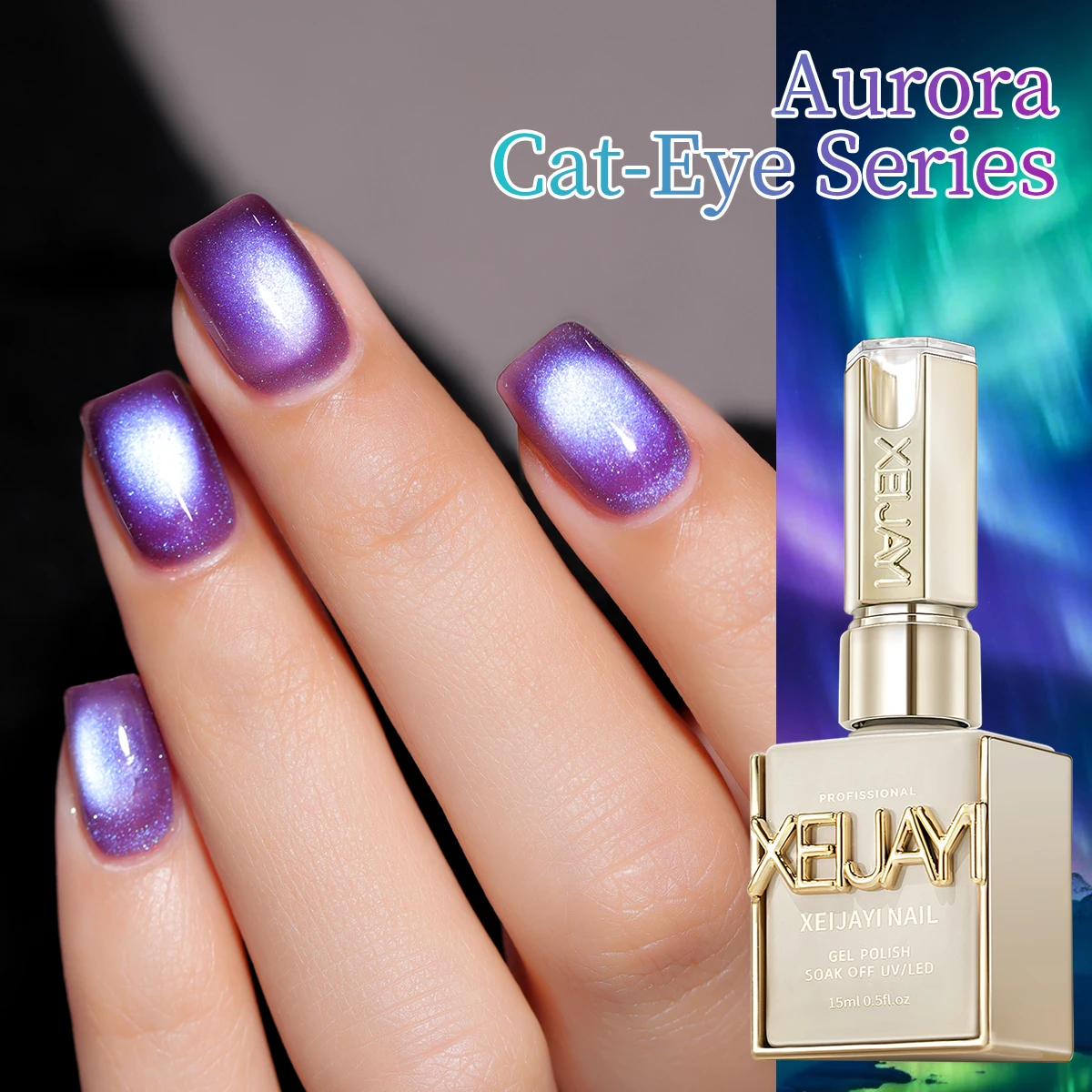1 PC Aurora Cat Eye15ml เจลเล็บ Glitter เล็บ Polish Soak Off UV เคลือบเงาเล็บสําหรับเล็บ DIY