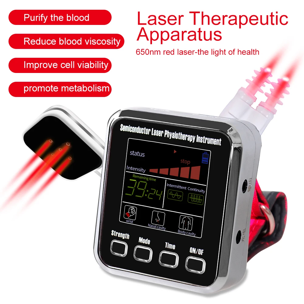 LLLT High Blood Sugar Physiotherapy Watch Sinusitis Diabetes Hypertension Treatment 650NM Low Level Cold Laser Theraphy Device
