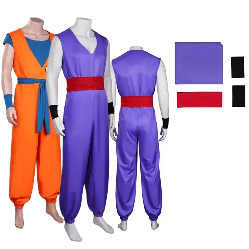 

Goku figure Cosplay Doragon Animal Her Gohan costume Men Jumpsuit Belt Outsets Halloween Carnival Disguises suit Cloths
