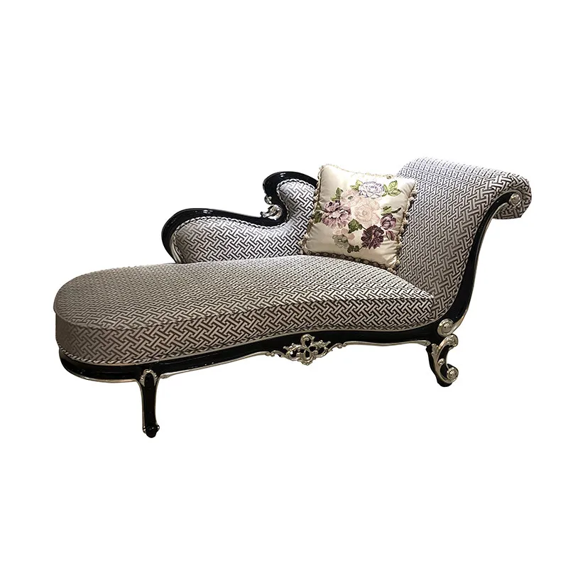 French chaise longue, European bedroom, beauty couch, living room, solid wood fabric chaise longue, sofa, single toffee 5