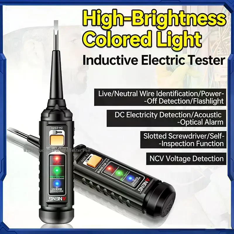 One-word Screwdriver Tester Highlight Color Indicator Light Professional Electrician Induction Teste Pen Test Tools