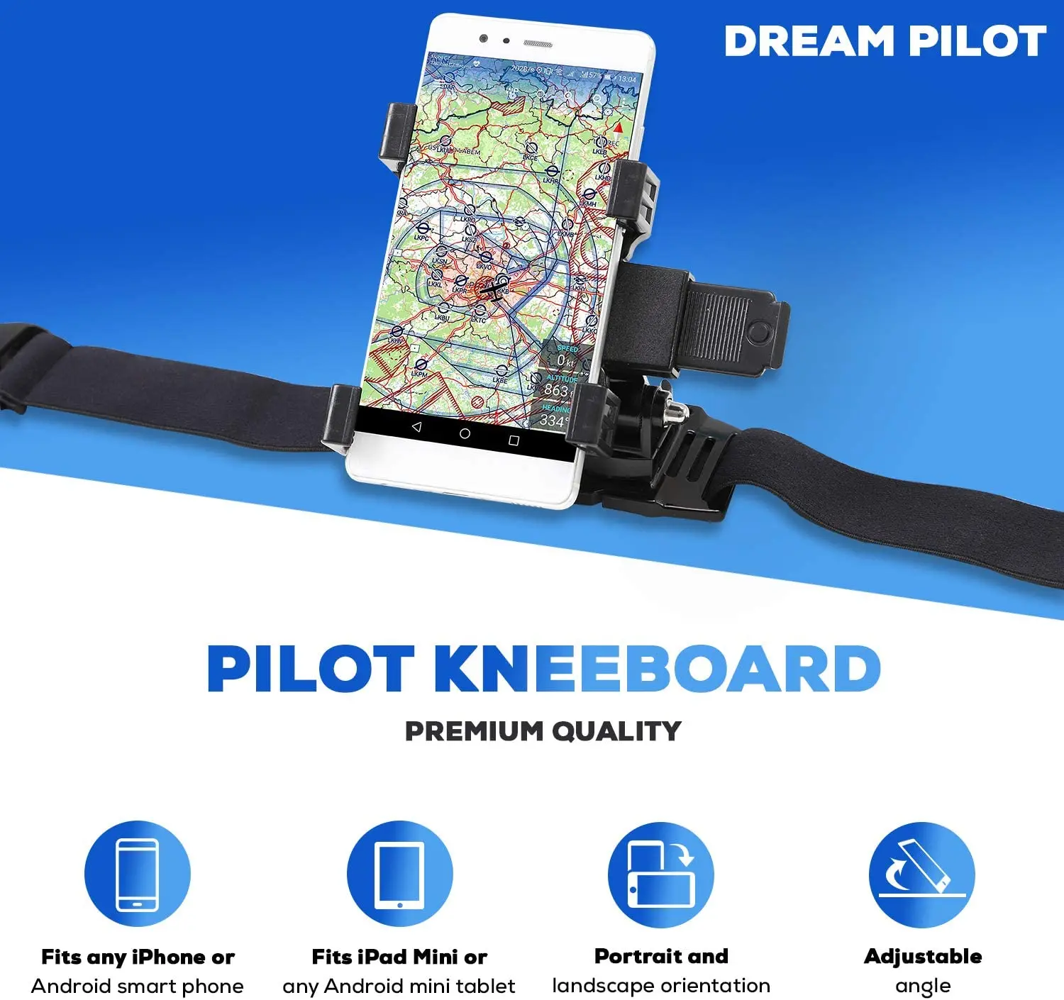 New Fast Shipping Pilot Kneeboard for Smartphones, Mini Tablets, iPhone, iPad Mini, Android