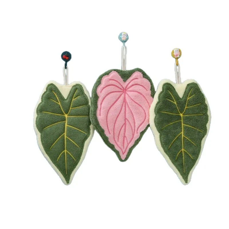 Рождественское полотенце для рук с листьями растений, ванная комната, кухня, подвесное детское полотенце, ткань, впитывающий платок для чистки растений