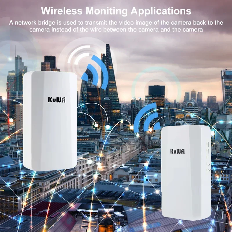 KuWFi Wifi Repeater 2.4G 300Mbps Outdoor AP Long Range Extender Smart Manage Router CPE Wireless Bridge Point to Point 1KM