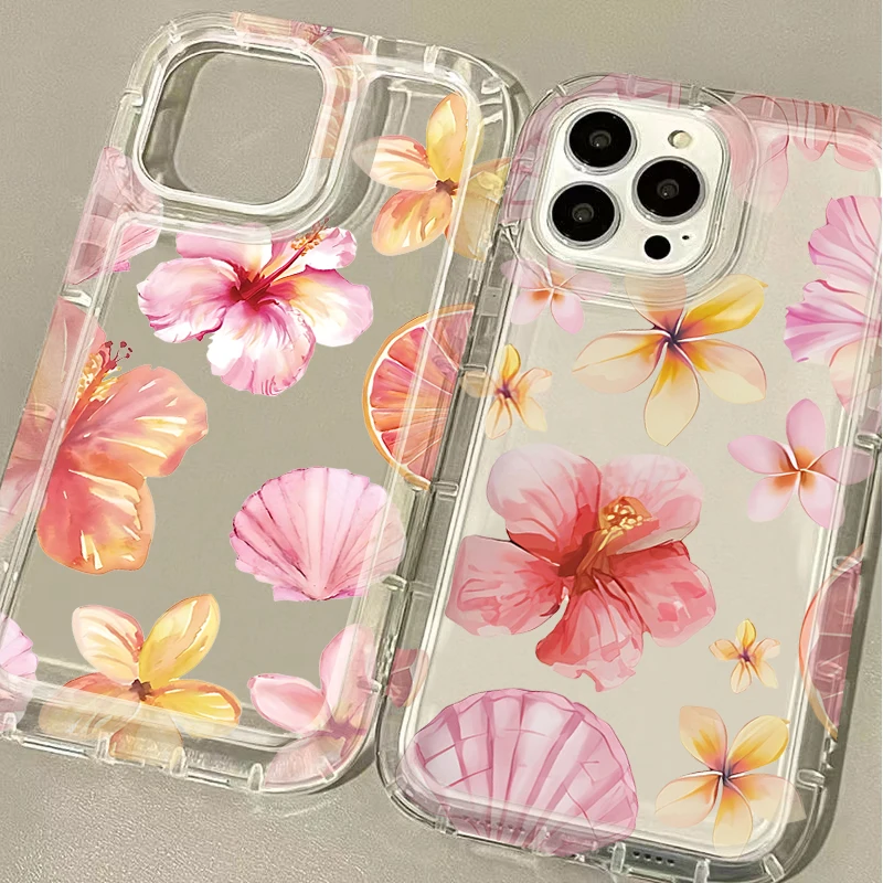 الملونة جوز الهند الأزهار تصميم واضح غطاء من السيليكون لسامسونج غالاكسي A05 A05S A53 A34 A24 A14 A13 A23 A33 A73 A32 A52 A52S A72