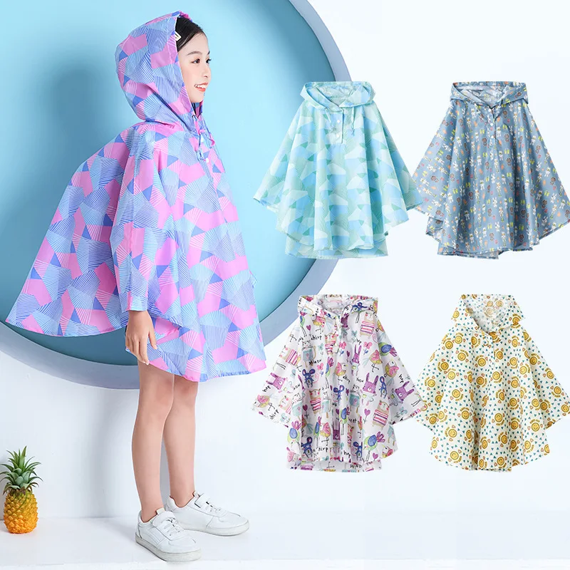 Fashion Endorsement Bag Children's Large Cape Raincoat Student Baby Water Jacket Outdoor Rainproof Poncho Thin