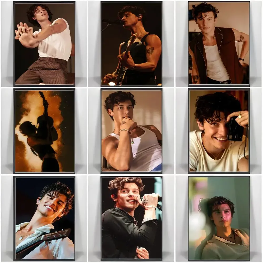Soft Folk Pop S-Shawn Mendes Poster Self-adhesive Art Waterproof Paper Sticker Coffee House Bar Room Wall Decor