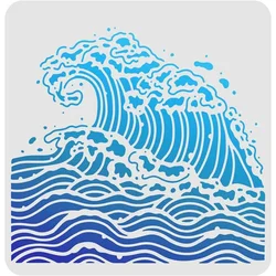 Sea Waves Drawing Painting Stencils Templates 11.8x11.8 inch Plastic Stencils Decoration Square Reusable Stencils for Painting