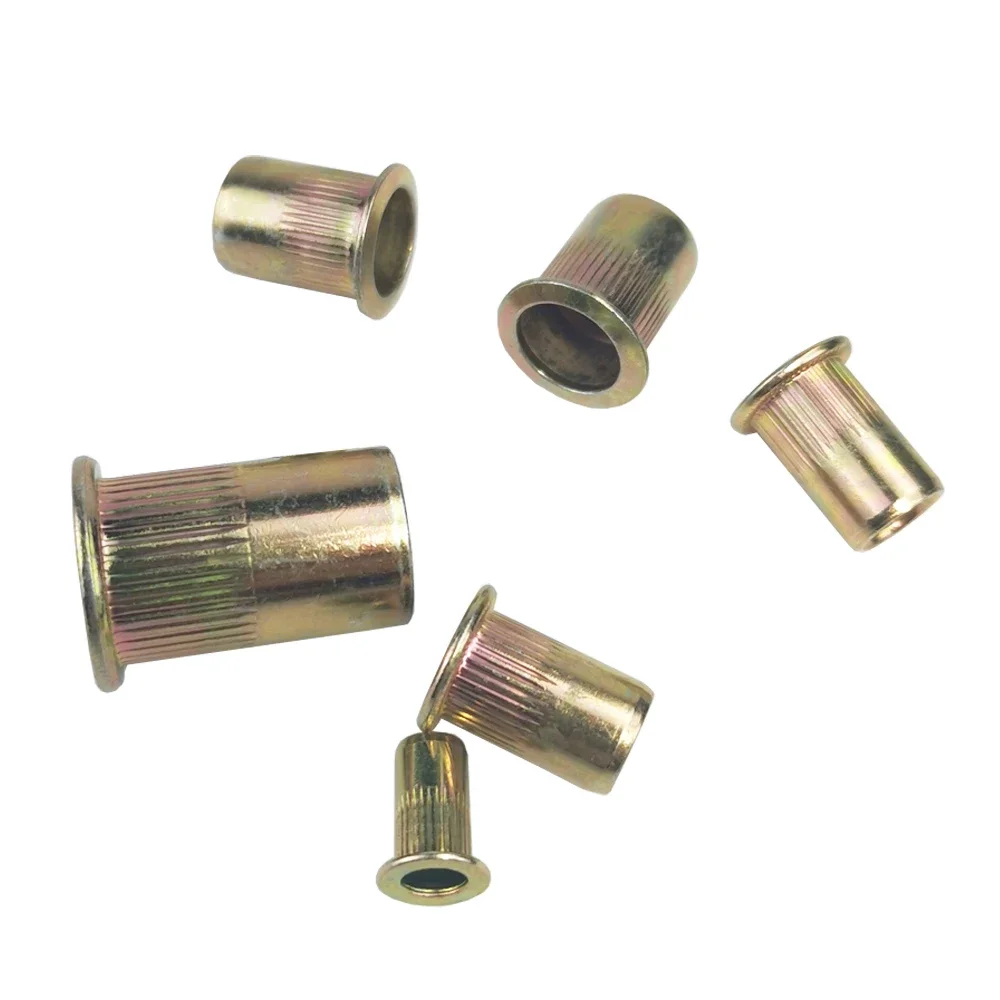 ALLSOME Carbon Steel Rivet Nuts Flat Head Insert Nutsert Threaded Rivetnut M3 M4 M5 M6 M8 M10