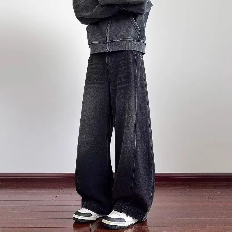 

Мужские джинсы American Sle Heavyweight Retro Waed из денима, модные, в стиле High Street, свободные, широкие, с зауженным низом, длиной в пол