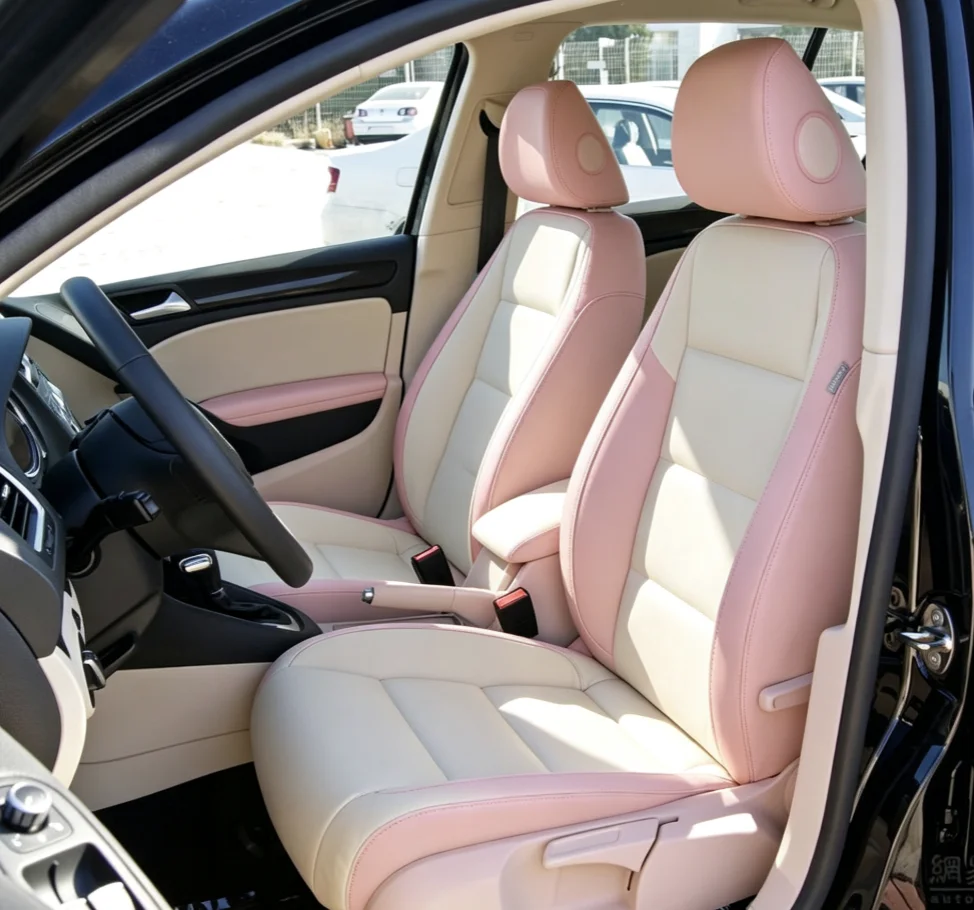 Für Golf 6 2009~2012 Maßgefertigte Autositzbezüge Luxuriöses Nappaleder 100% Passgenau Innenausstattung 360 ° Vollständige Abdeckung – Detail 7