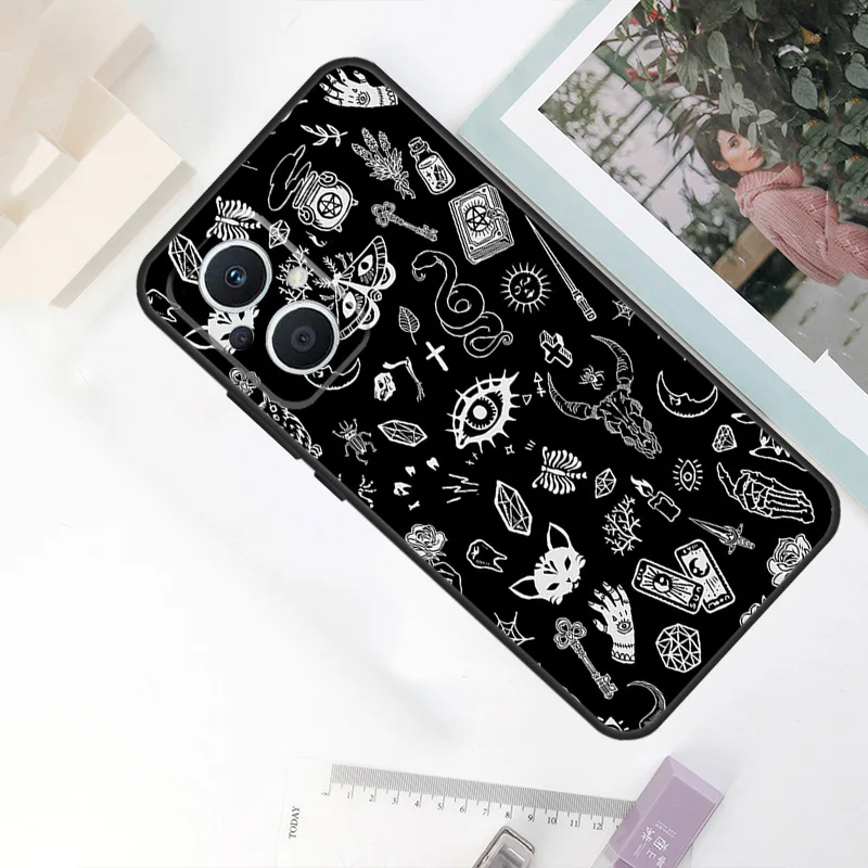 Occult Witchcraft Moon Gothic Witch Case For OPPO Reno 11F 10 Pro 4 5 6 7 8 Lite 4Z 5Z 8T OPPO Find X5 X6 Pro X2 X3 Neo Cover