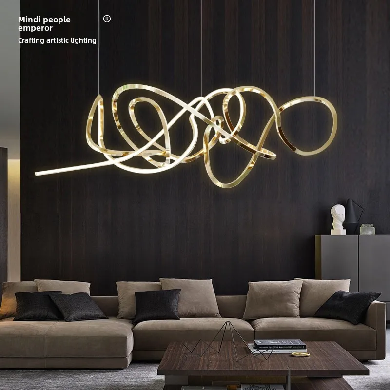 Postmodern light luxury living room chandelier special-shaped creative lobby front desk restaurant lamps minimalist aluminum