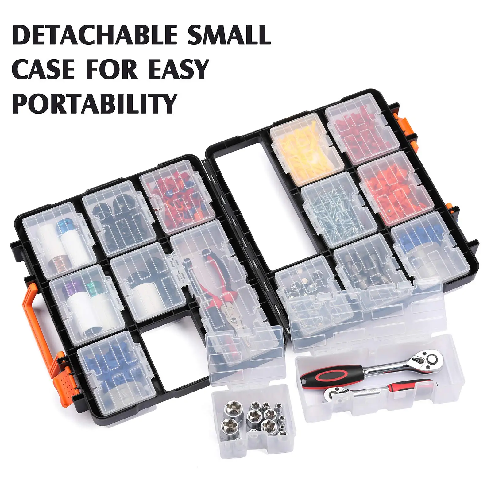 Detachable Toolbox Storage Box with Hardware Storage Box for Legos, Nails, Screws, Bolts, Nuts