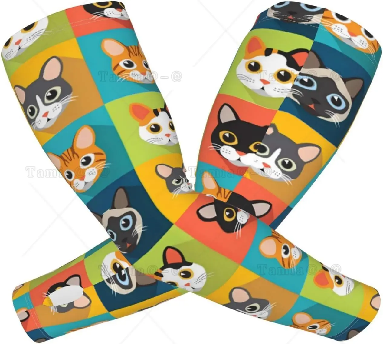 Cute Cat Print Print Arm Sleeves Cooling UV Sun Protection Sports Compression for Men Women Golf Basketball Arm Sleeves