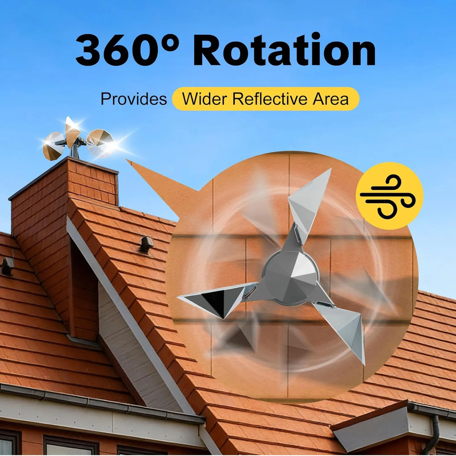 Bird Scare Reflective Device with Plastic Base Rotating Bird Reflector Wind Driven Bird Reflector for Outdoor Boats Roof Gardens