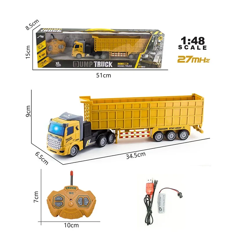 1/48 RC Container Truck Toy Kids Wireless Remote Control Heavy-duty Transport Truck Semi-trailer Tanker Dump Truck Car Model Toy
