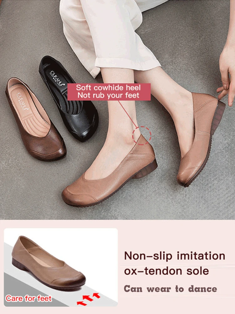 Single shoes female spring fall new simple wind commuter flat bottom square head shallow mouth casual lazy shoes a foot stirrups