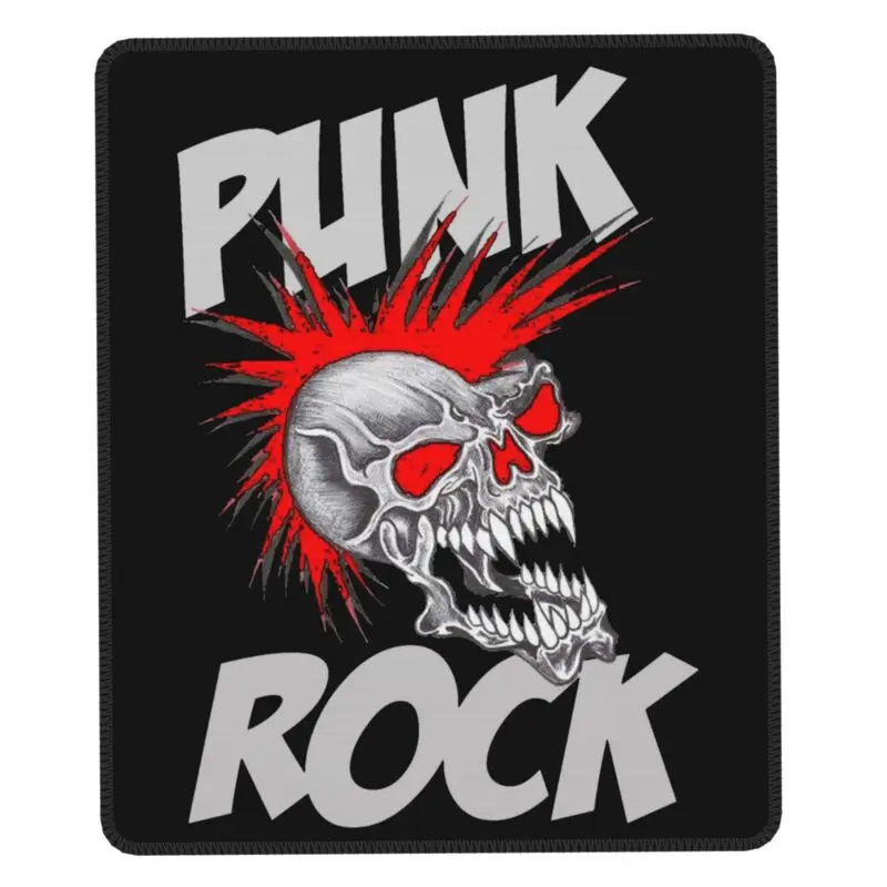 Punk Rock Skull Mouse Pad Soft Mousepad with Stitched Edges Non-Slip Rubber Heavy Metal Music Gamer Computer Laptop Desk Mat