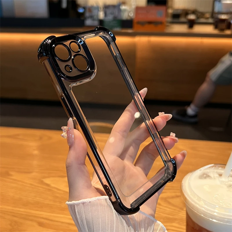 Lila Beschichtung Transparente Stoßfeste Handyhülle für iPhone 17 13 16 18Pro Max Plus XS XR X Harte Acryl Vier-Ecken-Anti-Schock-Abdeckung – Detail 5