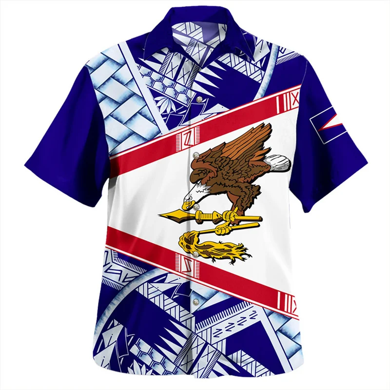 Fashion Summer 3D Print Polynesian Samoa Flag Shirts For Men Samoa National Emblem Graphic Shirts & Blouses Harajuku Women Shirt