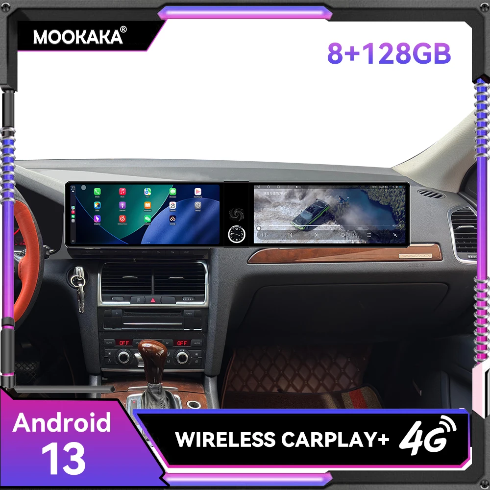 

8+128GB Android 13 Car Radio Video Multimedia Player 12.3" Dual Screen for Audi Q7 2005 2006 2007- 2015 GPS Navigation Head Unit