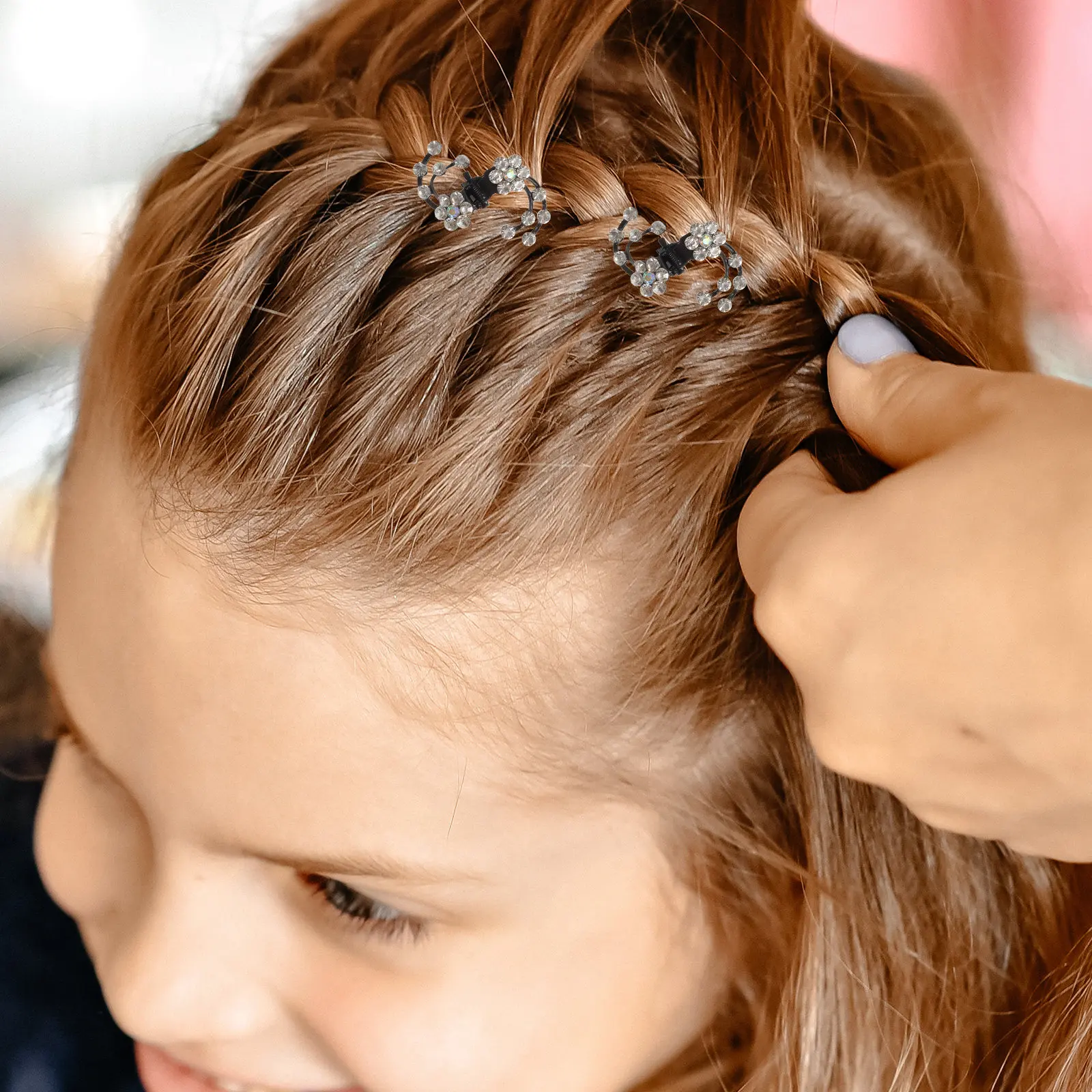 6Pcs Clamps Rhinestone Hairpins Wedding Bridal Flower Clips Lightweight Accessories Women Girls