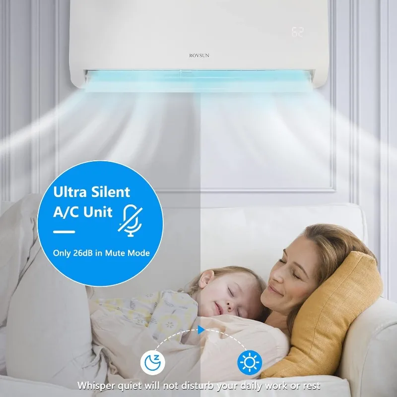 9000 BTU Mini Split AC/Heating System with Inverter, 19 SEER 115V Energy Saving Ductless Split-System Air Conditioner with Pre image 3