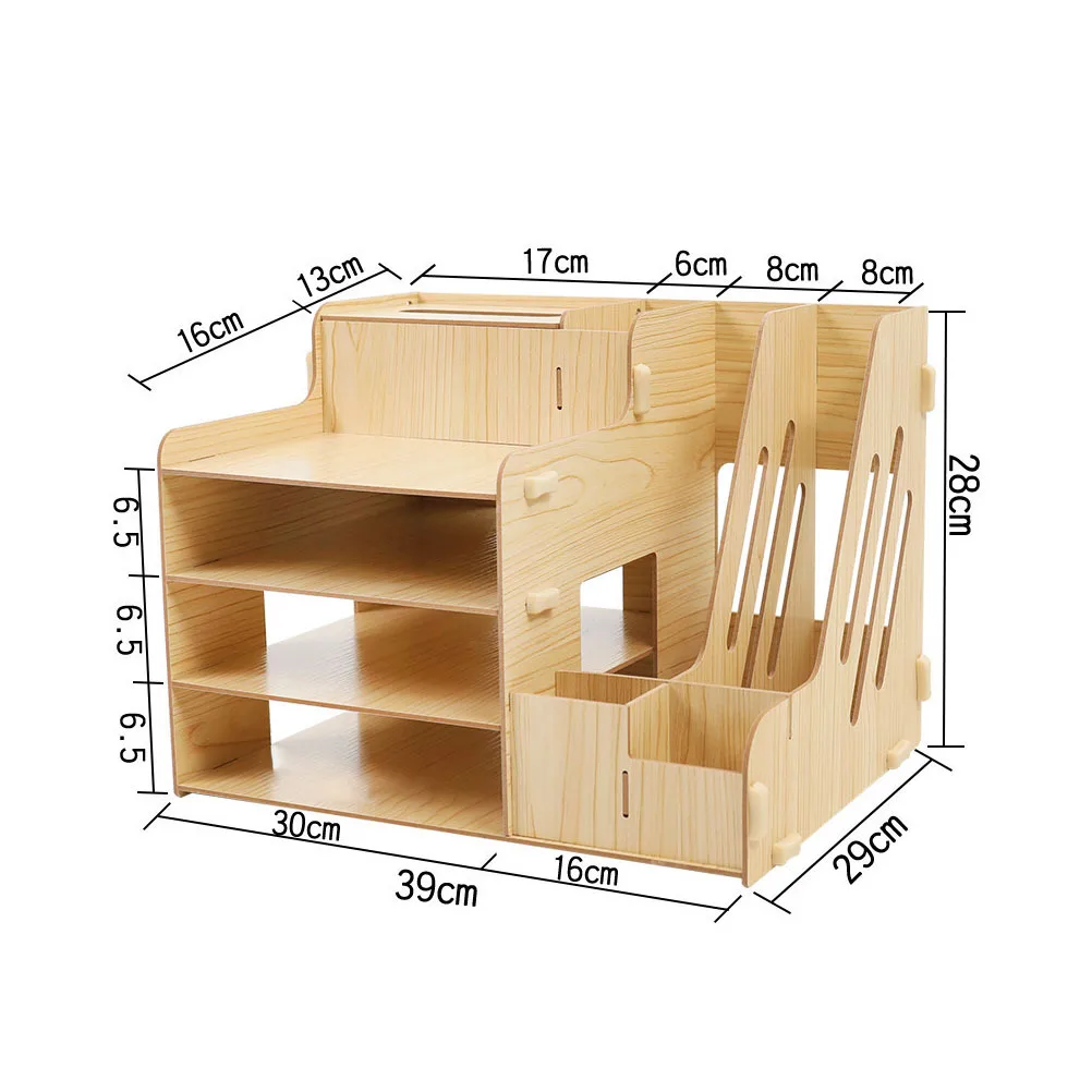 Drawer Style Wooden File Storage Rack Multi Compartment Desktop Organizer for Bills Documents Sundries Heavy Duty Document